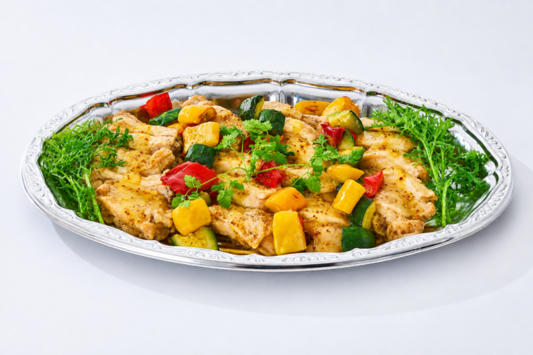 懇親会プランの鶏肉のハニーマスタードグリルを大皿に盛り付けた商品画像
