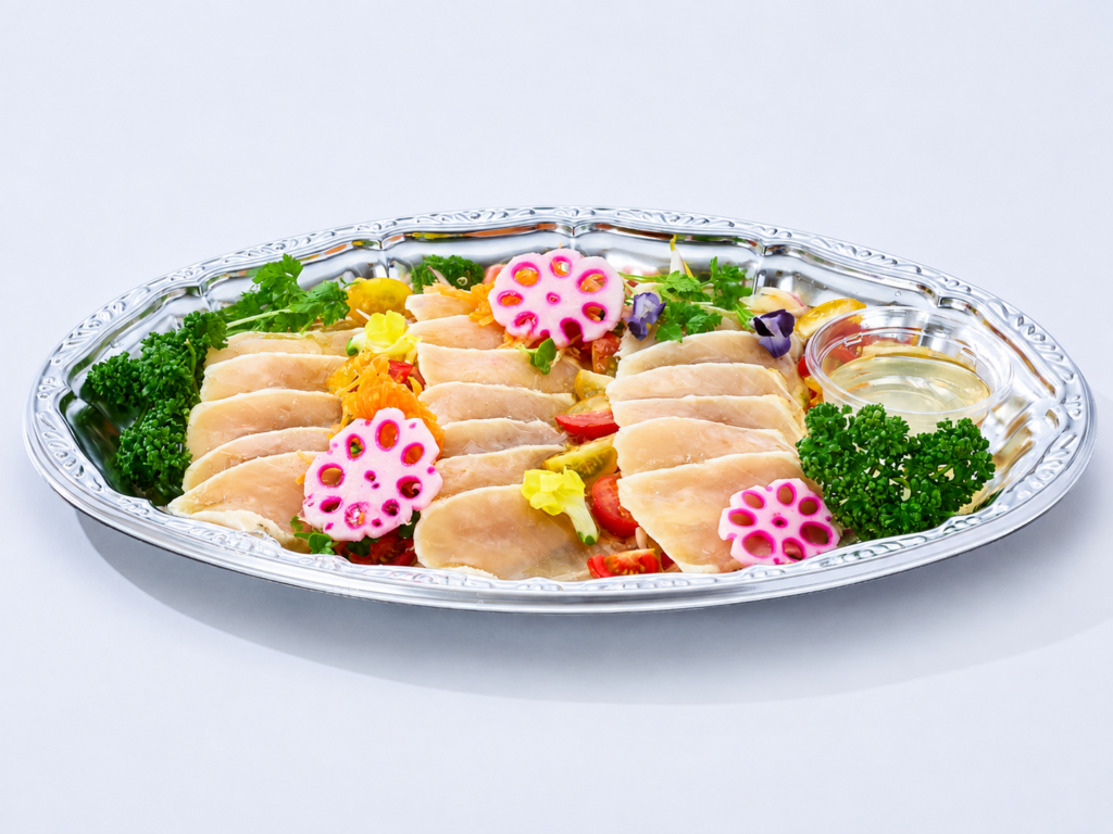 プランに含まれるカジキマグロのマリネを大皿に盛り付けた商品画像